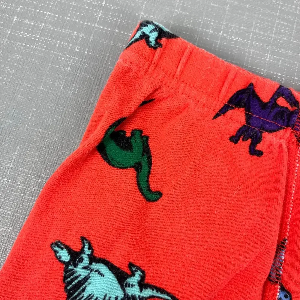 Hanna Andersson Orange Dinosaur Short John Pajamas 90 cm 3T